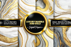 luxury marble and gold Digital Papers - 04 variations Product Image 1