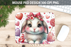 Watercolor Bunny Mouse Pad Sublimation - Valentines PNG Product Image 1