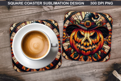 Pumpkin Coaster Sublimation, Halloween Coaster PNG Design Product Image 1