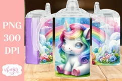 Cute unicorn sippy cup sublimation PNG, Kids tumbler PNG Product Image 2