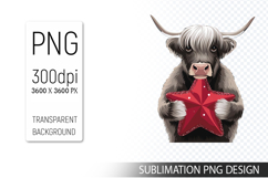 Cute Christmas Highland Cow , Animal Sublimation Clipart PNG Product Image 1