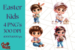 Easter Kids Clipart, Spring Easter Bunny PNG Download Product Image 1
