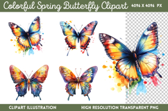 Colorful Spring Butterfly Clipart PNG Product Image 1