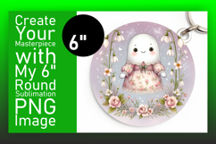 Charming Round Design Keychain Artwork , Cute Ghost Product Image 1