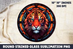 Tiger Round Stained Glass Sublimation PNG | Sublimation Product Image 1