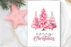 Pink Christmas Tree Holiday Card - Happy New Year Greeting Product Image 3