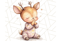 Praying Baby Animals in Pajamas Clipart, Sleepy Animal Png Product Image 5