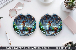 Christmas Deer Car Coaster Sublimation|Christmas Coaster PNG Product Image 1