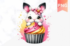 Easter Bunny And Cupcake Sublimation - Clipart PNG Product Image 1