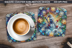Snowman Coaster Sublimation, Christmas Coaster PNG Design Product Image 1