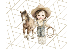 Cowgirl Baby Clipart PNG, Cute Toddler Western Outfit Art Product Image 5