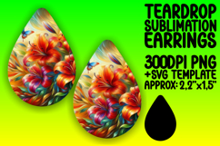 Dynamic Teardrop Earrings Template Art , Flowers Product Image 1