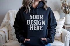 Black Gildan 18500 Hoodie Sweatshirt Mockup, 185 mock up Product Image 1