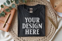 Black Gildan 5000 Flat Lay Tshirt Mockup, G5000 mockup Product Image 1