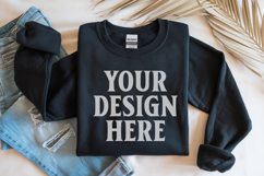 Black Gildan 18000 Folded Flat Lay Mockups Product Image 1