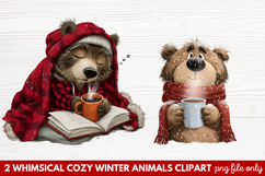 Whimsical Cozy Winter Animals Clipart | Cute Snowy Forest Product Image 1