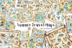 Summer Travel Maps Clipart Product Image 1