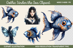 Gothic Under the Sea Clipart PNG Product Image 1