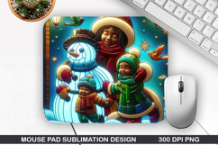 Snowman Mouse Pad Sublimation, Christmas Mouse Pad PNG Product Image 1