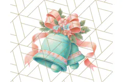 Coral and Aqua Christmas Clipart PNG, Pastel Holiday Art Product Image 5