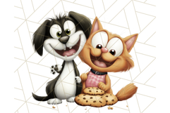 Dog and Cat Friends PNG, Cute Pet Clipart, Funny Animal Art Product Image 5