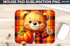 Watercolor Bear Mouse Pad Sublimation - Thanksgiving PNG Product Image 1