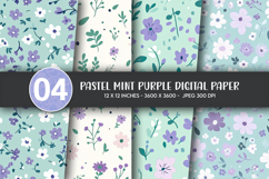 Pastel Mint Purple Digital Paper Product Image 1