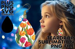 Sublimation-Perfect Teardrop Earrings with Floral Beauty Product Image 1