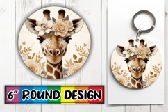Cheerful Sublimation Circle Coasters, Giraffe Product Image 1