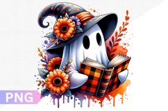 Halloween Ghost And Books Sublimation - Clipart PNG Design Product Image 1