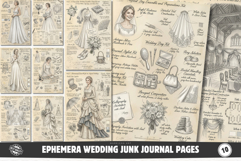 Ephemera Wedding Junk Journal Pages - Junk Journal Pack Product Image 1
