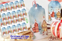 Christmas printable gift tag, winter village house PNG Product Image 1