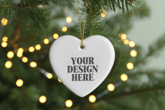 Christmas Love Heart Ornament Mockup | Holiday Hanging Product Image 1