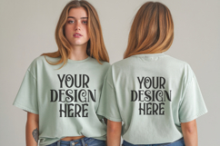 Comfort Colors 1717 Chalky Mint Front &amp; back T shirt mockups Product Image 1