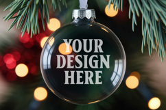 Christmas Acrylic Ornament Mockups | Round Clear Acrylic Orn Product Image 1