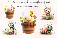 Cute Whimsical Caterpillar Clipart PNG Product Image 1