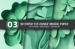 3D Paper Cut Clover Digital Paper Product Image 1