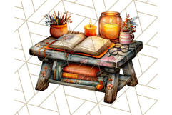 Autumn Library Clipart PNG, Cozy Fall Book Art Product Image 5
