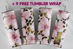 Pink Floral Leopard Print Glitter 20 oz tumbler sublimation Product Image 1