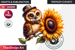 Cute Autumn Animals &amp; Sunflowers - Thanksgiving Clipart Product Image 1