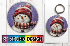 Snowman Holiday Sublimation Keychain Christmas Round Design Product Image 1