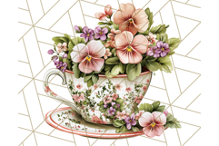 Vintage Floral Teacup Clipart PNG, Blooming Teacups Clip Art Product Image 5
