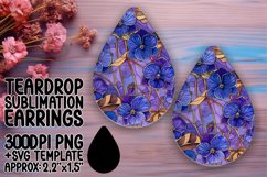 Teardrop Earring Sublimation Pattern - Colorful Flowers Product Image 1