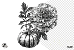 Black and White Halloween Autumn Clipart Product Image 1
