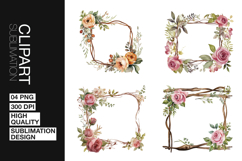 Floral Square Frame Clipart PNG Product Image 1