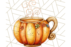Fall Drink Clipart PNG, Cozy Autumn Cocoa and Latte Art Product Image 5