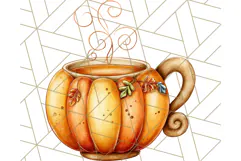 Fall Drink Clipart PNG, Cozy Autumn Cocoa and Latte Art Product Image 5