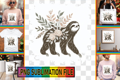 Charming TOTE BAG Designs PNG, Flower Animals Product Image 1