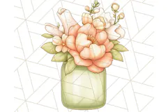 Flowers in Glass Jars PNG, Rustic Floral Watercolor Clipart Product Image 5