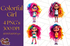 Cute Girl Clipart PNG, Playful Character Illustration Product Image 1